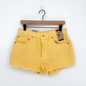 NWT Levi's 501 High Rise Button Fly Cutoff Shorts Pale Yellow Size 30